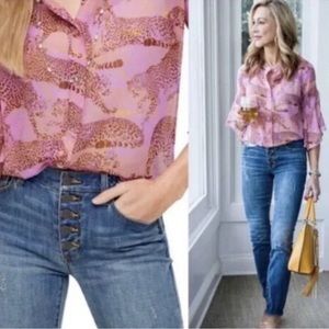 Womens CAbi Button Fly Braided Skinny Jeans